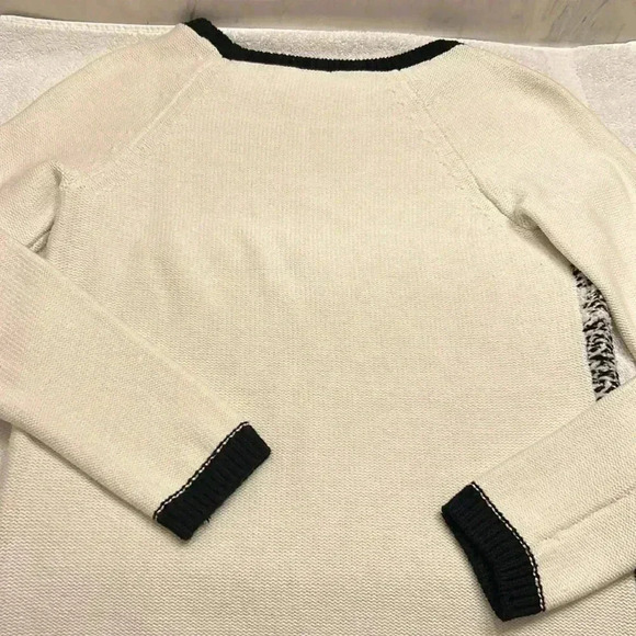 Loft Women Knitted Cream and Black Sweater Size XS - Picture 4 of 4